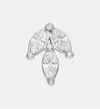 Boucle d'oreille puce Instinct blanche or - Nebuleuse Bijoux - Argent