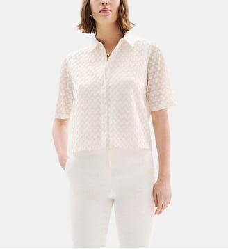 T-shirt tamis - Motif uni - Coupe droite - Caroll - Blanc