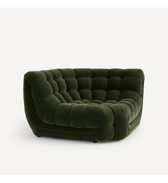 Angle modulable capitonné, en velours - AM.PM - Vert olive