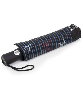 Parapluie solide, déperlant, à ouverture/ fermeture automatique - Isotoner - Rayure noeud bleu