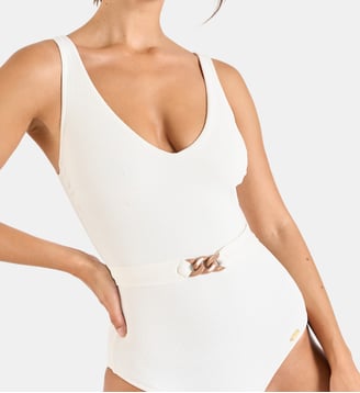 Maillot de bain 1 pièce triangle structuré ceinture - Livia - Blanc