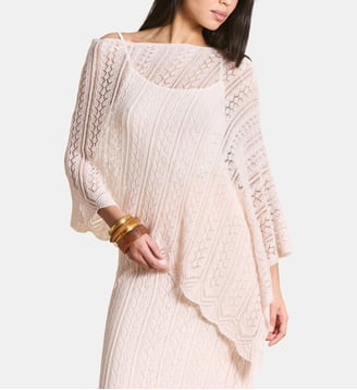 Pull cape en maille fine ajourée - La Fée Maraboutée - Écru