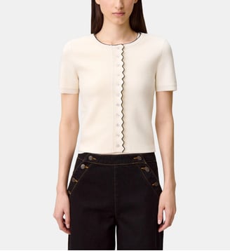 Cardigan maille contrasté - Claudie Pierlot - Écru