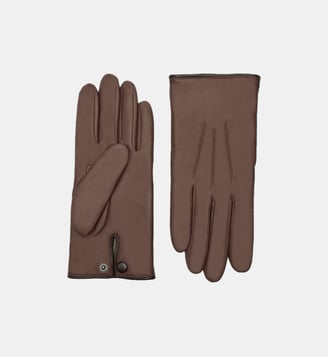 Gants Rick Homme Cuir Doublés Cachemire - Agnelle - Whisky et moka