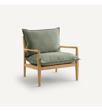 Fauteuil tissu coton/lin, Dilma - AM.PM - Vert sauge