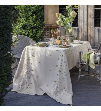 Nappe brodée en lin, INFUSION - Alexandre Turpault - Naturel