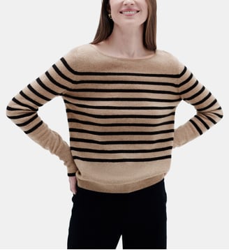 Pull mzoely 100% cachemire - Motif uni - Coupe droite - Caroll - Beige