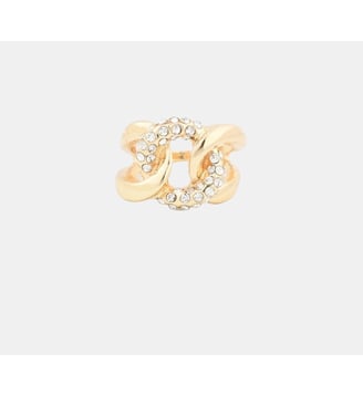Bague à maillons dorés et strass - Balaboosté - Doré