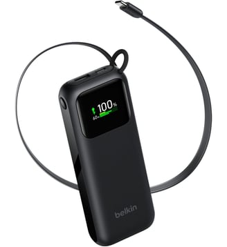 Batterie externe 11000 mAh noir avec cable retractable - Belkin - Standard