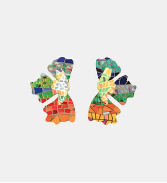 Boucles d'oreilles demi feuilles Balagane imprimé mosaïque - Balaboosté - Multicolore
