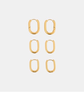 Set x3 mini créoles carrées - acier inoxydable doré - Balaboosté - Doré