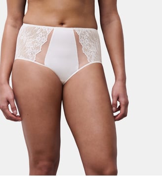 Culotte taille haute en dentelle - Chantelle Pulp - Crème