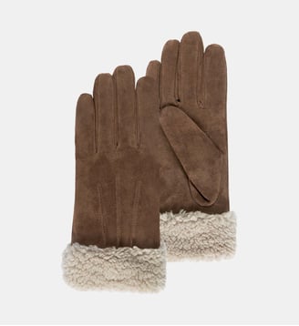 Gants en cuir, doublés imitation fourrure, élégants - Isotoner - Cognac