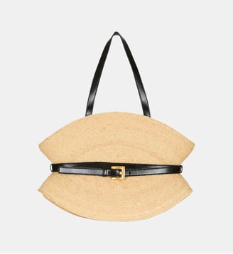 Sac Shuffle Medium en raphia - Balmain - Brown