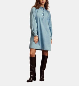 Robe courte évasée uni RAITY - La Petite Etoile - Stone