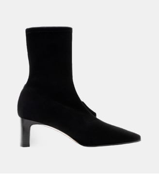 Edna - Bottines En Cuir Velours Stretch Noir - Parallèle - Noir