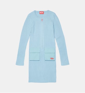 Robe midi en maille avec logo - Diesel Kids - Bleu poussiéreux