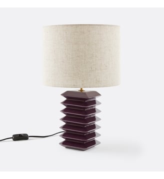 Lampe à poser en céramique et lin - La Redoute Interieurs - Aubergine