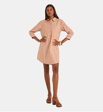 Robe Chemise Rayée En Coton Lisea - Maison 123 - Brique