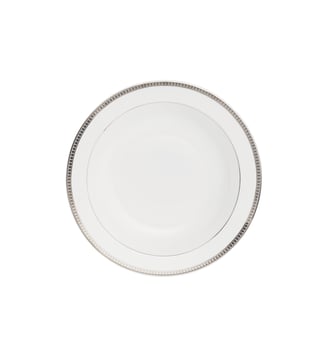 Plat rond creux en porcelaine finition platine - MALMAISON - Christofle - Blanc