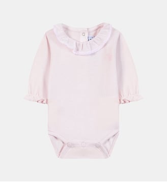 Body - Rosée coton col volanté dentelle fine - Tartine Et Chocolat - Rose pâle