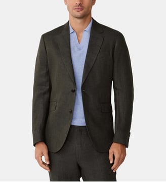 Blazer Délavé Hopsack En Lin - Hackett London - Kaki