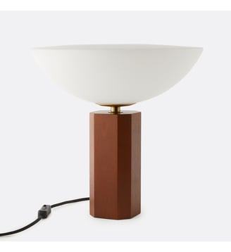 Lampe à poser, en verre opalin et chêne - La Redoute Interieurs - Marron