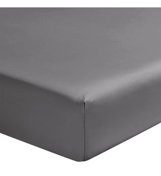 Drap housse uni en satin de coton, bonnet 40cm, TEOPHILE - Alexandre Turpault - Gris métal