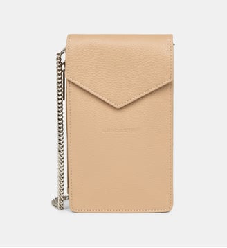 Pochette smartphone Foulonné PM en cuir - Lancaster - Nude