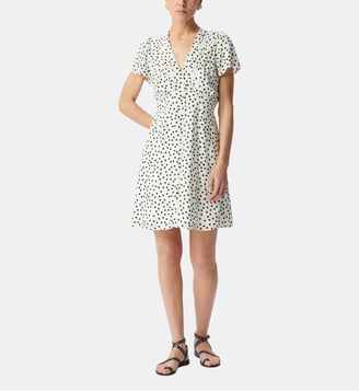 Robe courte imprimé pois - Ikks - Blanc cassé