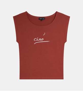 t-shirt Source en jersey de coton gris - Agnès b. - Blanc loup