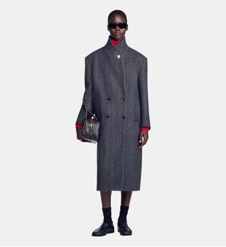 Manteau en laine à motif chevrons - Sandro - Anthracite