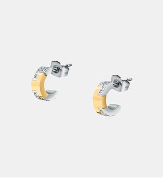 Boucles D'Oreilles en acier,cristaux, T-LOGO - Trussardi - Argent et doré
