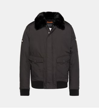 Blouson pilote avec col imitation fausse fourrure amovible - Schott - Noir