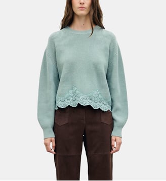 Pull ample en laine et dentelle - RIVIERA - Gerard Darel - Céladon