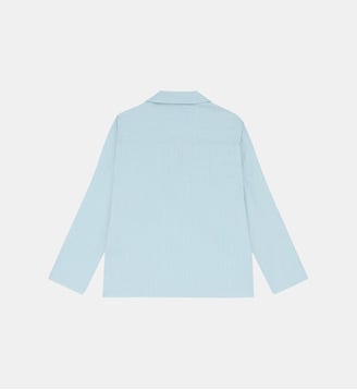 Chemise Classic Fit droit en coton stretch - Vilebrequin - Topaze bleue