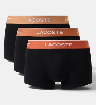Lot de 3 boxers courts coton stretch - Lacoste - Noir, orange, marron et orange