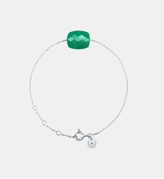 Bracelet, agate verte, or blanc - Morganne Bello - Or blanc