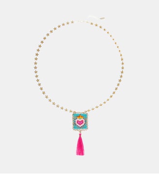 Collier sautoir avec pendentif en perles et pompon BONITO - Hipanema - Rose