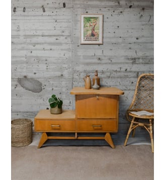 Buffet bas scandinave asymétrique Gustave N°590- Produit chiné - Debongout - Bois clair