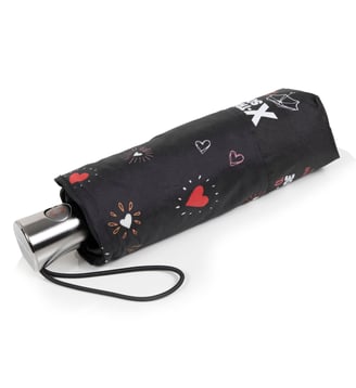 Parapluie xtra solide antiretournement, 23cm, déperlant, ouverture/fermeture automatique - Isotoner - Coeur rouge