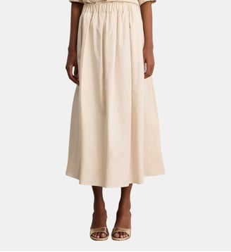 Jupe midi en coton plissé - NEYLA - Pablo - Naturel