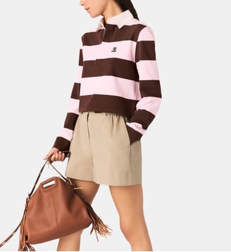 Sweatshirt polo à rayures - Maje - Rose
