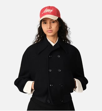 Bomber court double boutonnage en laine - AMI Paris - Noir