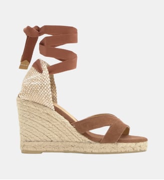 Sandales compensées en jute tressée à brides croisées BAILEY - Castaner - Cognac