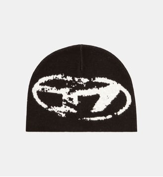 Bonnet en laine mélangée avec logo Oval D - Diesel - Noir