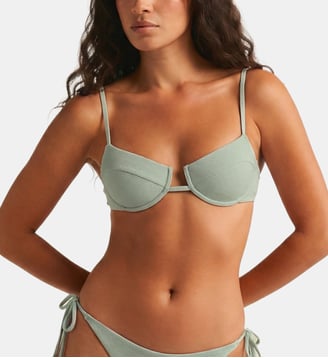 Top Bikini Balconette Macarella - Robin Collection - Bleu et blanc
