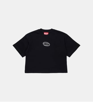 T-shirt en jersey ample avec logo Oval D - Diesel Kids - Noir
