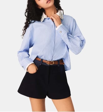 Chemise à col bijoux amovible - Maje - Bleu ciel
