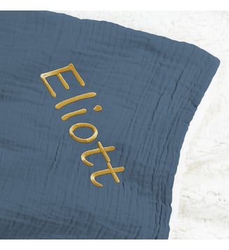 Couverture bébé gaze coton personnalisé Kumla - La Redoute Interieurs - Bleu prusse